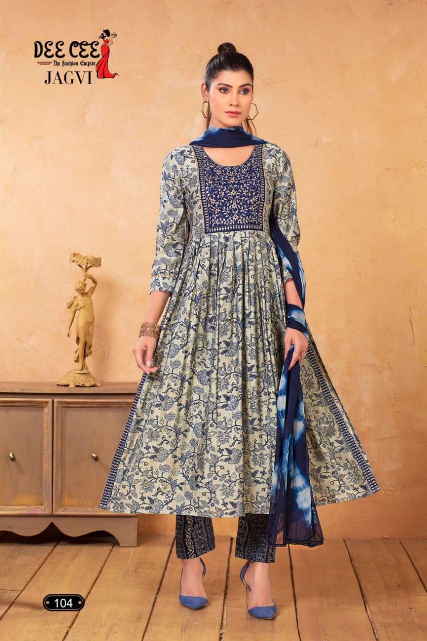 Jagvi By Deecee Heavy Chanderi Print Kurti With Bottom Dupatta